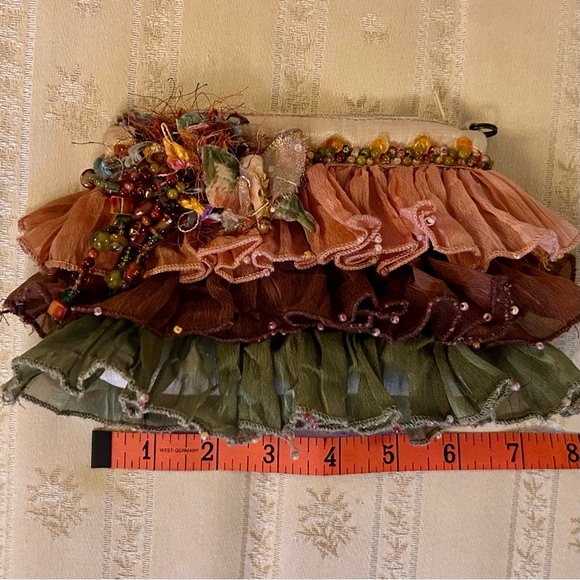 Vintage Mary Frances Silk Chiffon Fairy Beaded Luxury Clutch Purse Butterfly - Picture 16 of 16